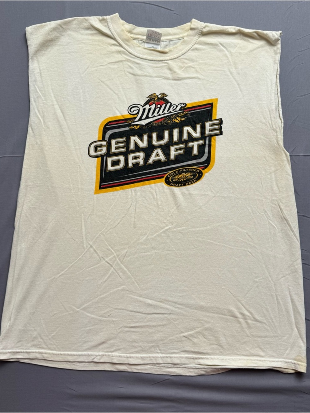 Vtg Gildan White Heavyweight‎ Miller Muscle Shirt Graphic Men's T-Shirt XL